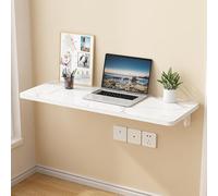 Mesa plegable de pared que ahorra espacio, estante desplegable multifuncional para sala de estar, dormitorio y oficina, soporte de metal resistente, color blanco, 60 x 30 cm