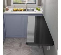 Mesa plegable de pared resistente de 39.5 x 16 pulgadas, mesa multiusos negra que ahorra espacio con soporte para cocina, lavandería, bar y oficina, 100 x 40 cm