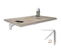 Mesa Plegable de Pared - Tablero de Escritorio 80x50 cm en Roble Nudoso - Mesa de Comedor, Cocina, Bar y Pie para la Pared