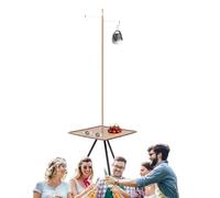 Mesa plegable de playa, pequeña mesa de campamento, mesa de patio portátil con soporte de iluminación - Mesa de camping al aire libre pequeña para la , el bosquejo, el camping