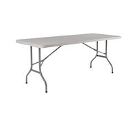 Mesa Plegable Exterior Interior 180cm Resina Blanca Multifuncional Portátil Rectangular Estable Resistente Jardín Camping Eventos Fiesta Reuniones Hogar Terrazas Bares Comedor Taller Espacios
