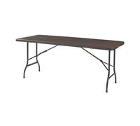 Mesa plegable lillestrøm exterior metal/plástico 180x75x72cm - efecto madera [en.casa]