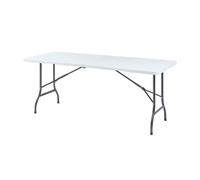 Mesa plegable ljusnarsberg exterior metal/plástico 180x75x72cm - blanco [en.casa]