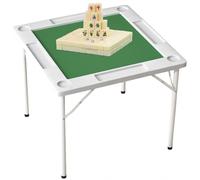 Mesa plegable Mahjong, mesa de juego cuadrada portátil con 4 portavasos y bandejas de fichas para uso en interiores y exteriores, ideal para juegos de cartas, póquer y rompecabezas