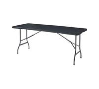 Mesa plegable mark exterior metal/plástico 180x75x72cm - efecto ratán negro [en.casa]