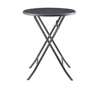 Mesa plegable mark exterior metal/plástico ø60x74cm - efecto ratán negro [en.casa]