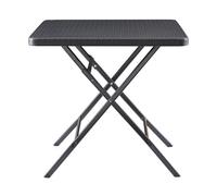 Mesa plegable mark exterior metal/plástico 78x78x74cm - efecto ratán negro [en.casa]