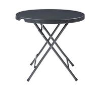 Mesa plegable mark exterior metal/plástico ø80x74cm - efecto ratán negro [en.casa]