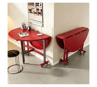 Mesa Plegable, Mesa Comedor Redonda Extensible, con 6 Ruedas Y Alas Abatibles, Mesas Plegables Portatiles, para Sala De Estar De Apartamento(Red,47.3in)
