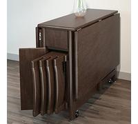 Mesa Plegable, Mesa de Cocina de Hoja abatible, Juego de Mesa y sillas de Comedor Plegables de Nogal, Mesa de Comedor Rectangular retráctil para el hogar, Incluye 4 sillas, no requ