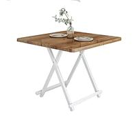Mesa plegable, mesa de comedor para el hogar, mesa cuadrada pequeña de metal MDF+, mesa portátil para exteriores, para dormitorio, familia, exteriores (60 x 60 x 55 cm)
