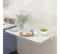 Mesa plegable montada en la pared con textura de mármol, ahorro de espacio, 39 x 16 pulgadas, escritorio plegable de madera, multifunción, banco de trabajo flotante para el hogar, oficina, cocina y