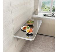 Mesa plegable montada en la pared, de acero inoxidable, flotante, ahorra espacio, mesa de comedor para cocina, lavandería, balcón (90 x 30 cm), solución compacta y elegante para espacios pequeños