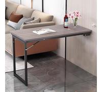 Mesa plegable montada en la pared, escritorio que ahorra espacio para el hogar y la oficina, mesa compacta de 90 x 50 cm, mesa portátil para sala de estar, cocina y estudio (gris)