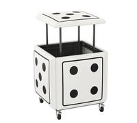 Mesa plegable multifuncional, Asiento cubo 5 en 1 de piel sintética, taburete apilable con ruedas giratorias, taburete otomano cuadrado apilable, reposapiés móvil impermeable for sala de estar y dormi