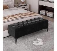 Mesa plegable multifuncional, Banco otomano de terciopelo capitoné con almacenaje, moderno banco tapizado for los pies de la cama, reposapiés con patas de metal for dormitorio, sala de estar y entrada