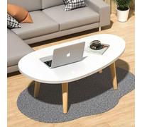 Mesa plegable multifuncional, mesa de centro de madera pequeña ovalada, moderna mesa central para sala de estar, oficina en casa, escritorio de piso bajo para sentarse en el suelo (blanco, 31.5