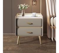 Mesa plegable multifuncional, Mesita de noche moderna de cuero, mesita de noche de madera con cajones, mesitas de noche con patas de metal, mesa auxiliar de madera for dormitorio, sala de estar, armar