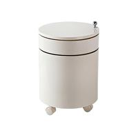 Mesa plegable multifuncional, Mesita de noche redonda con cajones, mesa auxiliar de 2 o 3 niveles con armario de almacenamiento, moderna mesita de noche con puertas correderas for dormitorio y sala de