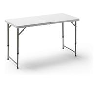 Mesa plegable multifuncional de altura regulable 120 x 60 x 52,5-75 cm, plegado y asa para su desplazamiento 52.5 cm