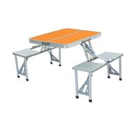 Mesa plegable para acampar al aire libre, una mesa, cuatro sillas, aleación de aluminio, conectada, simple, portátil, plegable, mesa de picnic