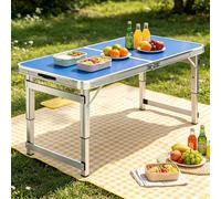 Mesa plegable para acampar, mesa utilitaria plegable de 70-180 cm con altura ajustable, mesa de parrilla portátil resistente para fiestas, cenas, bodas, eventos, picnic camping(Azul,180cm/5.9ft)