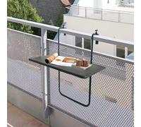 Mesa Plegable para Balcón Colgante 60x40 cm Mesa Ajustable Multiposición con Tablero MDF Estructura de Acero Mesa Abatible para Terraza Jardín Balcón Patio Soporte para Barandilla Fácil Instalación