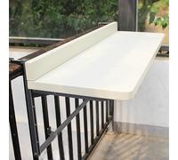 Mesa plegable para balcón, mesa colgante ajustable para uso al aire libre, mesa de barandilla que ahorra espacio, perfecta para jardín, terraza y balcones pequeños (blanco)
