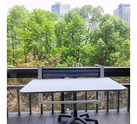Mesa Plegable para barandilla de balcón - Mesa Auxiliar Plegable Ajustable para Exteriores, Ideal para Patio, terraza o jardín - Blanca, 120 x 35 cm
