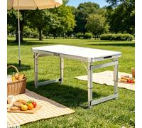 Mesa Plegable para Camping, Mesa Multiusos Plegable de 70-180 cm con Altura Ajustable, Mesa de Parrilla portátil Resistente para Fiestas, cenas, Bodas, Eventos, picnics en Interiores, exteri