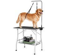Mesa plegable para el cuidado de perros, marca Pawhut, de 90 x 60 x 76 cm, estable, con alfombrilla de goma antideslizante y 2 correas. Potencia: R.