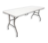 Mesa plegable para exteriores de 240 cm, color blanco, ideal para picnics, barbacoas, camping, jardines, bodas y eventos. Portátil, ligera, duradera, fácil de almacenar