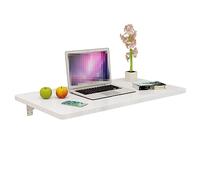 Mesa plegable para montar en la pared para espacios pequeños, mesa de trabajo plegable blanca con mesa auxiliar colgante, longitud ajustable de 40 a 120 cm, multiusos para cocina, garaje, balcón
