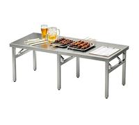 Mesa Plegable para Parrilla de Acero Inoxidable, Mesa de preparación, Mesa de Comedor Plegable Rectangular para Exteriores, Estaciones de Trabajo y Cocina, Mesa Auxiliar Tipo Isla de Cocina
