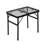 Mesa plegable para parrilla | Muebles de malla metálica de altura ajustable | Mesa de camping al aire libre con asa de transporte, para barbacoa, picnic, senderismo, viajes, playa, patio, jardín
