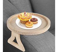 Mesa plegable para reposabrazos de sofá, bandeja redonda para reposabrazos de sofá, bandeja redonda de madera de pino natural, mesa auxiliar, sofá, organizador de reposabrazos, sofá, bebida,