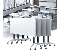 Mesa plegable para sala de conferencias con ruedas, mesa de reunión móvil para oficina en casa, paquete de 6 mesas de seminario, mesas de entrenamiento portátiles para reuniones y eventos