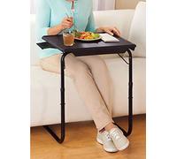 Mesa plegable portátil para TV, portátil, para comer, dibujar, bandeja de mesa con bandeja ajustable con soporte deslizante ajustable para tazas - 5StarSuperDeals - (negro)