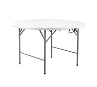 Mesa plegable portátil resina ø150cm blanco efecto granito 7house