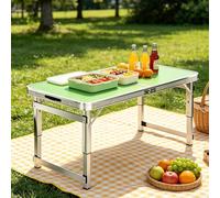 Mesa plegable portátil trabajo o preparación, mesa de trabajo comercial de comedor resistente, mesa de parrilla plegable por la mitad para fiesta, boda, trabajo en casa azul, blanco(Green,100cm/3.3ft)