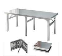 Mesa plegable rectangular de acero inoxidable de 1,6 m con patas ajustables, perfecta para barbacoa, picnic, oficina y jardín