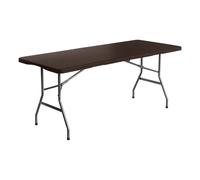 Mesa Plegable Rectangular Efecto Ratán 180x74x74cm Thinia Home Marrón