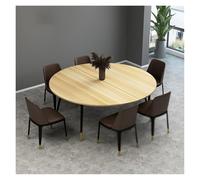 Mesa plegable redonda beige, 24-71 pulgadas de diámetro, madera resistente con herrajes metálicos, diseño que ahorra espacio para cocina y patio, portátil y fácil almacenamiento (130 cm)