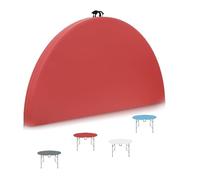 Mesa plegable redonda de 47 pulgadas, mesa portátil de plástico resistente para acampar al aire libre, patio, comedor, boda, plegable, color rojo, 120 cm