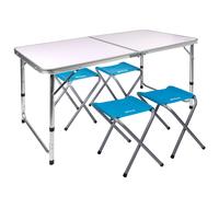 Mesa Plegable Regulable en Altura con 4 Taburetes, 120x60x60/70 Cm, Malva