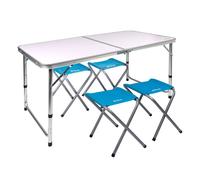 Mesa plegable regulable en altura con 4 taburetes aktive