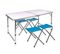 Mesa plegable regulable en altura con 4 taburetes aktive