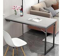 Mesa plegable retráctil para ahorrar espacio, color marrón y gris, 90 x 50 x 70 cm, mesa compacta para espacios pequeños, versátil y elegante, solución de oficina en casa