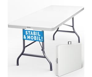 Mesa plegable tipo buffet blanca 182x76cm portátil con asas