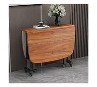 Mesa plegable versátil con 6 ruedas, mesa redonda de comedor, marco de metal resistente, parte superior gruesa, portátil para 4-8 personas, perfecta para el hogar y eventos
